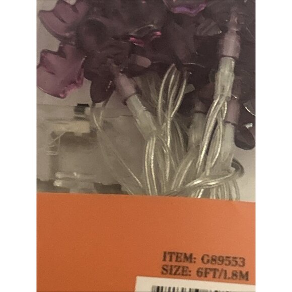 Halloween 10 Led Purple Bat String Lights Black Wire 6 Feet Battery Operated New - Picture 15 of 16